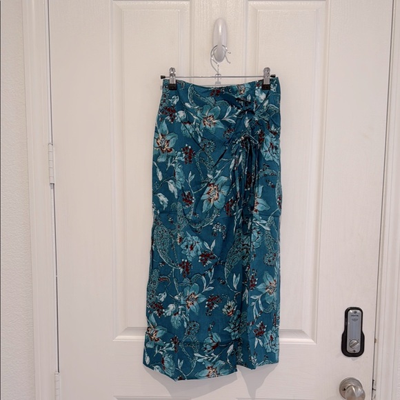 Band of the free CELENE TEAL FLORAL LAYERED MIDI SKIRT - Picture 8 of 11